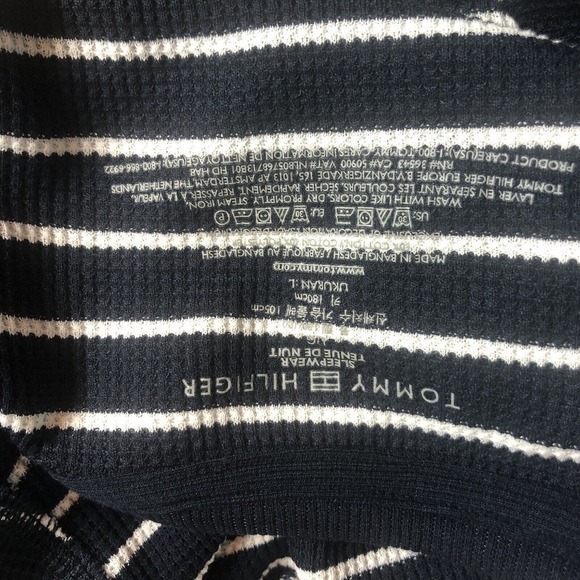 Tommy Hilfiger Mens Size L Striped Navy White Waffle Knit Pullover Preppy New - Picture 11 of 11